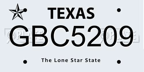 GBC5209 Texas License Plate