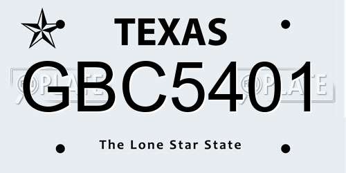 GBC5401 Texas License Plate
