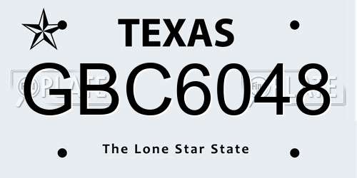 GBC6048 Texas License Plate