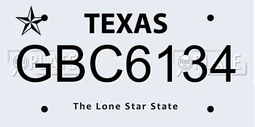 GBC6134 Texas License Plate