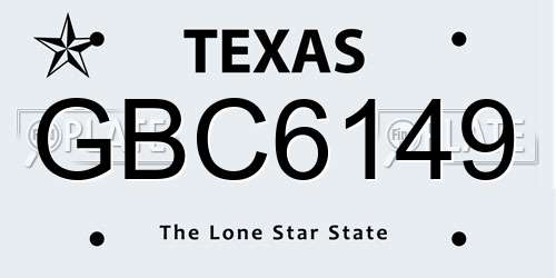 GBC6149 Texas License Plate