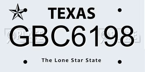GBC6198 Texas License Plate