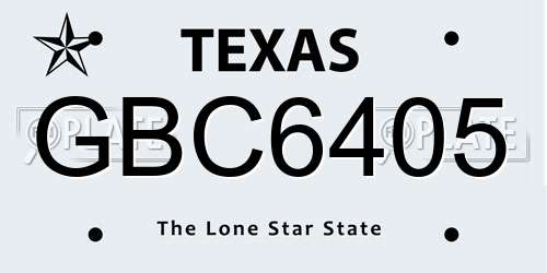 GBC6405 Texas License Plate