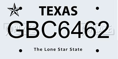GBC6462 Texas License Plate