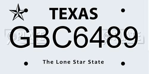GBC6489 Texas License Plate