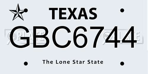 GBC6744 Texas License Plate