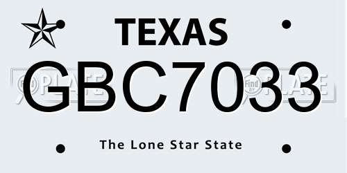 GBC7033 Texas License Plate