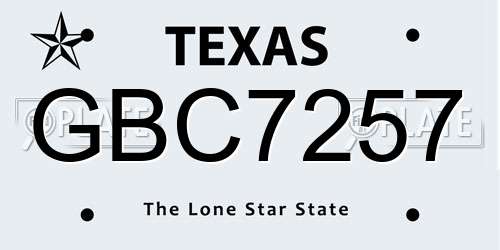 GBC7257 Texas License Plate