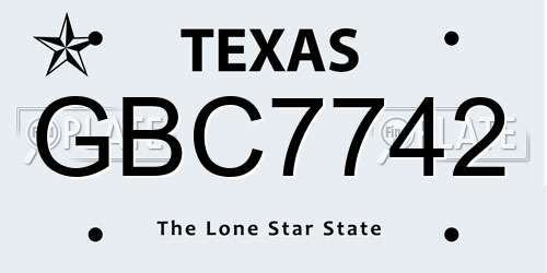GBC7742 Texas License Plate