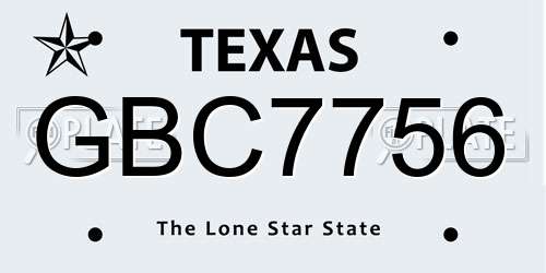 GBC7756 Texas License Plate