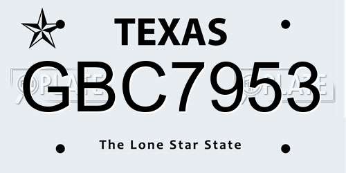 GBC7953 Texas License Plate