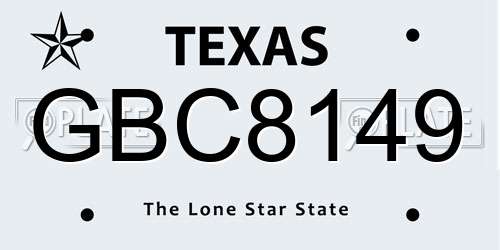 GBC8149 Texas License Plate