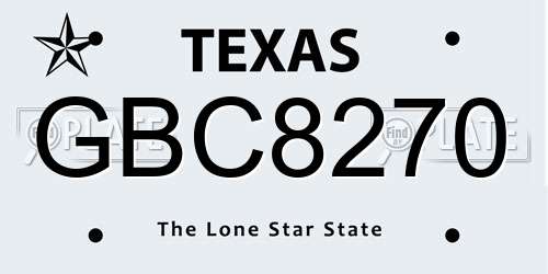 GBC8270 Texas License Plate