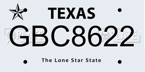 GBC8622 Texas License Plate