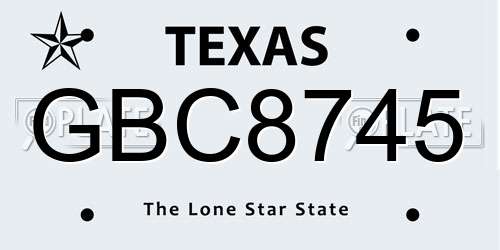 GBC8745 Texas License Plate