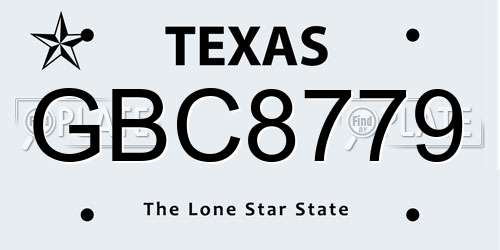 GBC8779 Texas License Plate