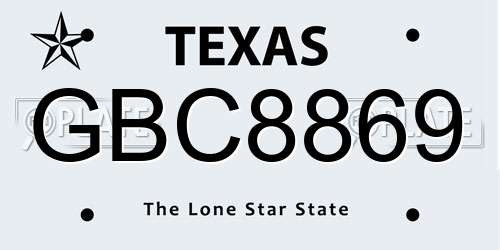 GBC8869 Texas License Plate