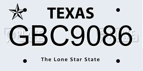 GBC9086 Texas License Plate