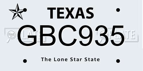 GBC935 Texas License Plate