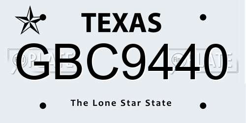 GBC9440 Texas License Plate