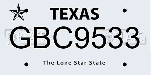 GBC9533 Texas License Plate