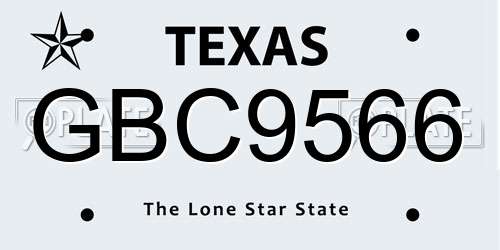 GBC9566 Texas License Plate