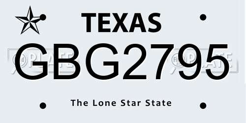 GBG2795 Texas License Plate