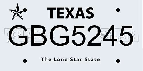 GBG5245 Texas License Plate