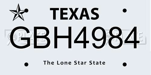 GBH4984 Texas License Plate