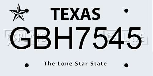 GBH7545 Texas License Plate