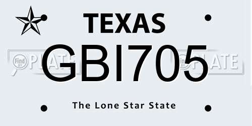 GBI705 Texas License Plate