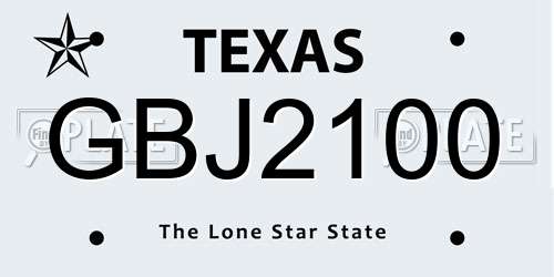 GBJ2100 Texas License Plate