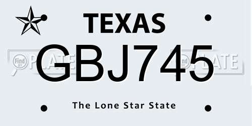 GBJ745 Texas License Plate
