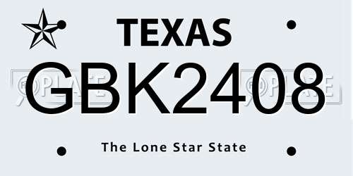 GBK2408 Texas License Plate