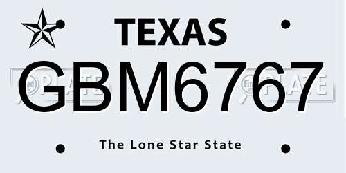 GBM6767 Texas License Plate