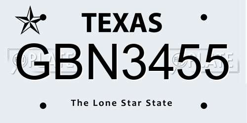 GBN3455 Texas License Plate