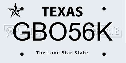 GBO56K Texas License Plate