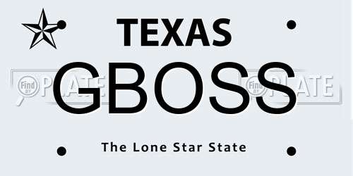 GBOSS Texas License Plate