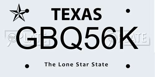 GBQ56K Texas License Plate