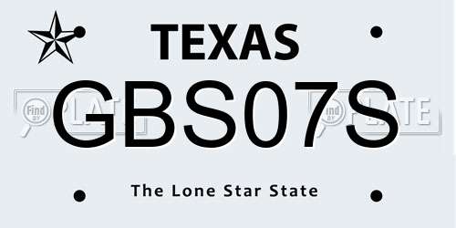 GBS07S Texas License Plate