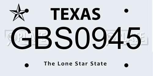 GBS0945 Texas License Plate