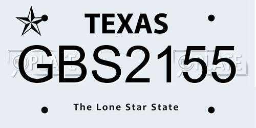 GBS2155 Texas License Plate
