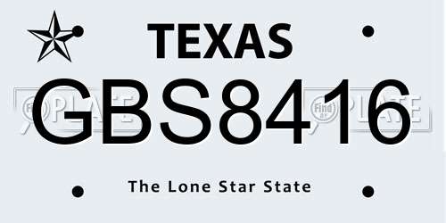 GBS8416 Texas License Plate
