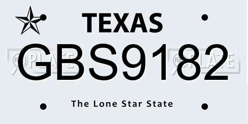 GBS9182 Texas License Plate