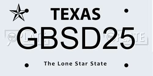GBSD25 Texas License Plate