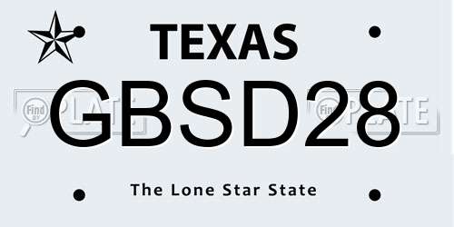 GBSD28 Texas License Plate