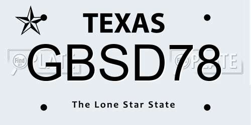 GBSD78 Texas License Plate