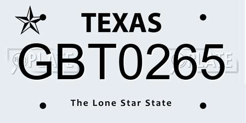GBT0265 Texas License Plate