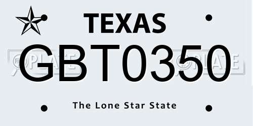 GBT0350 Texas License Plate