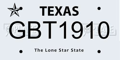 GBT1910 Texas License Plate